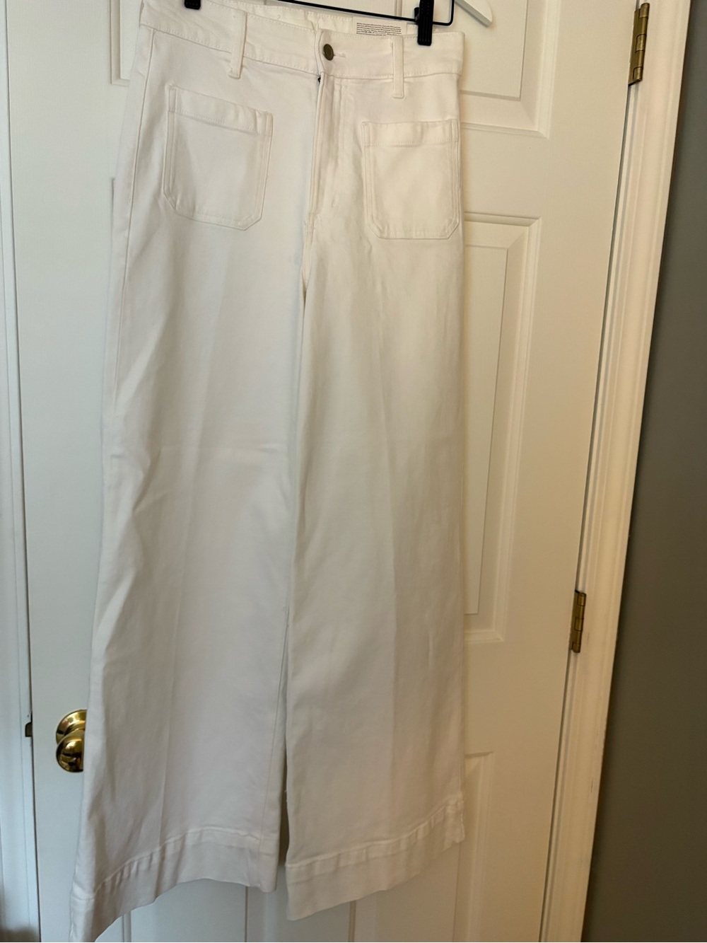 H&M White Wide-Leg Women's Jeans  with Front Patch Pockets